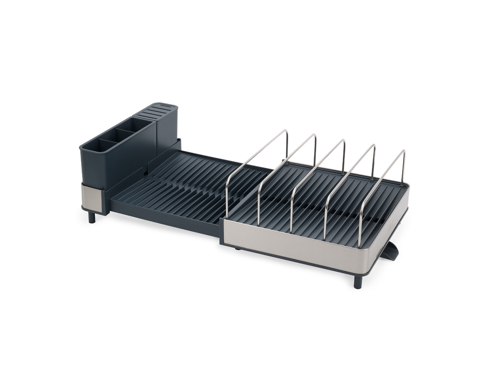 Ausziehbares Abtropfgestell aus Edelstahl mit Ablaufstutzen | Extend Max Steel Dish Rack