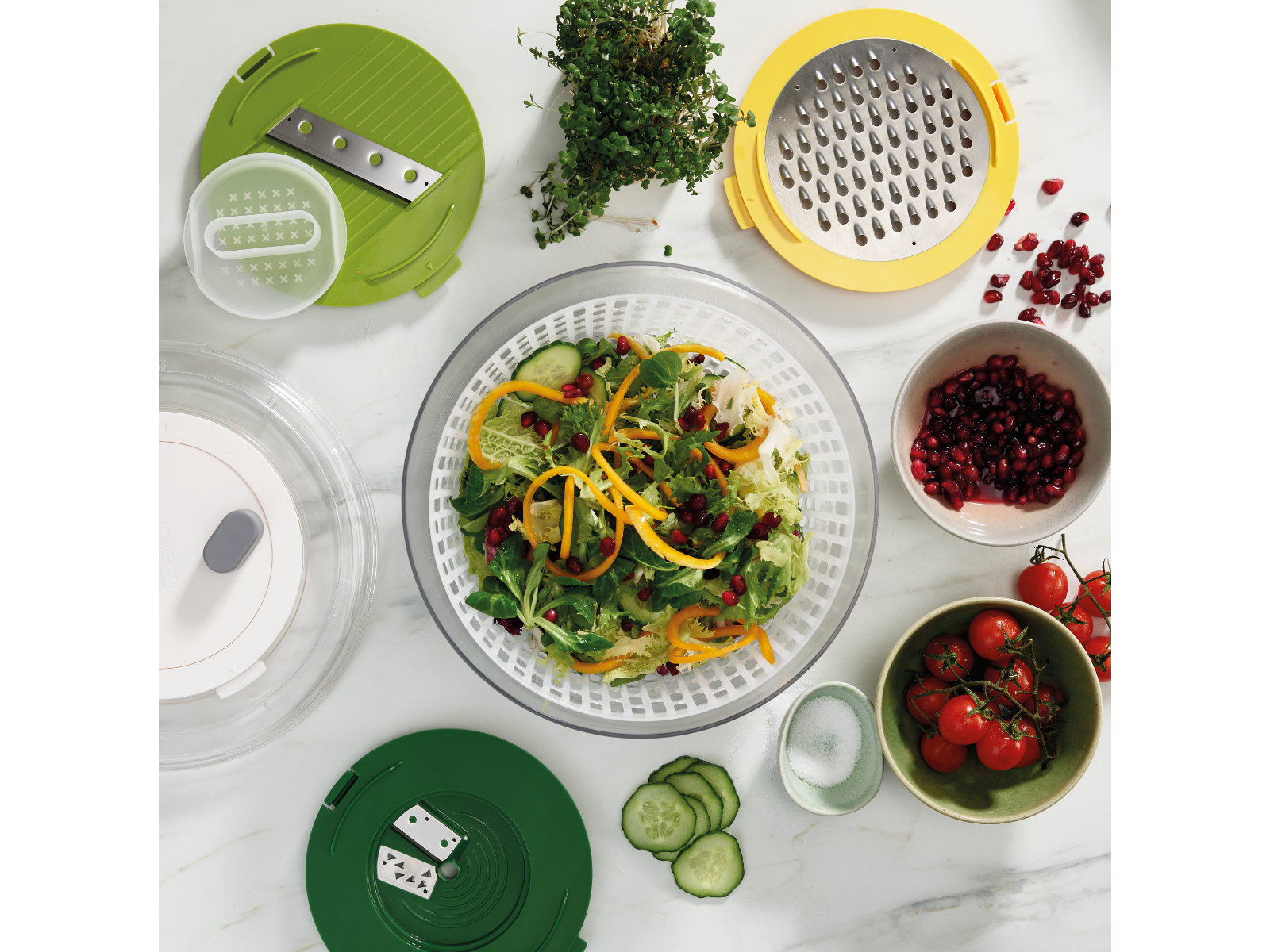 4-teiliges Salatzubereitungs-Set, mehrfarbig | Multi-Prp 4-PC Salad Prep Set