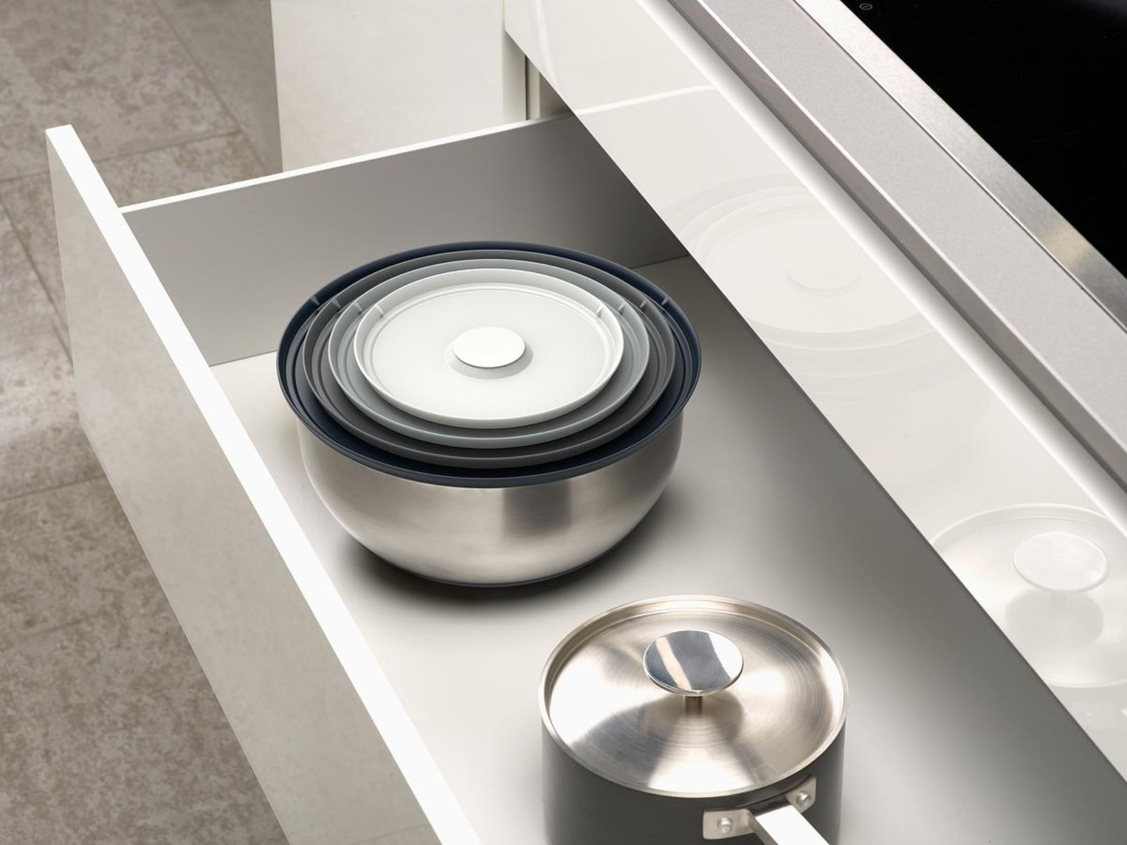 Edelstahlschüsseln-Set 4-teilig mit Deckel | Nest™ Prep&Store Steel