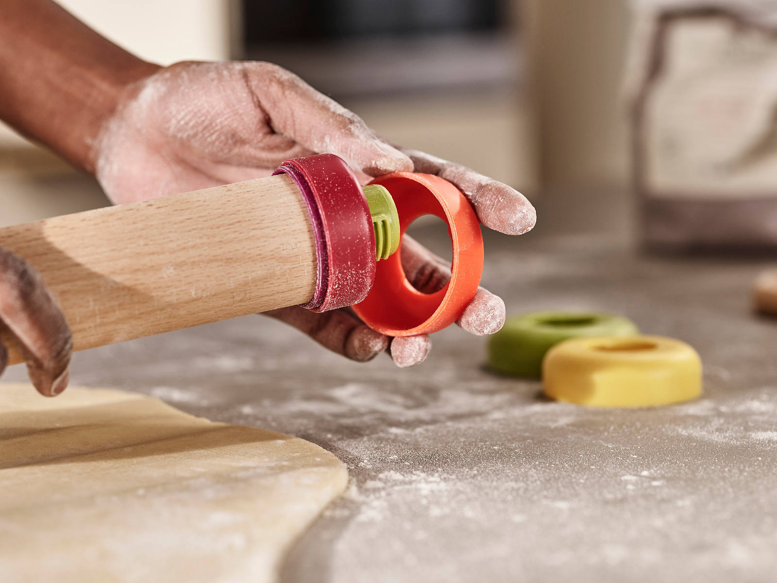 Verstellbare Teigrolle - Nudelholz mit 5 Teigdicken | Precisionpin Rolling Pin
