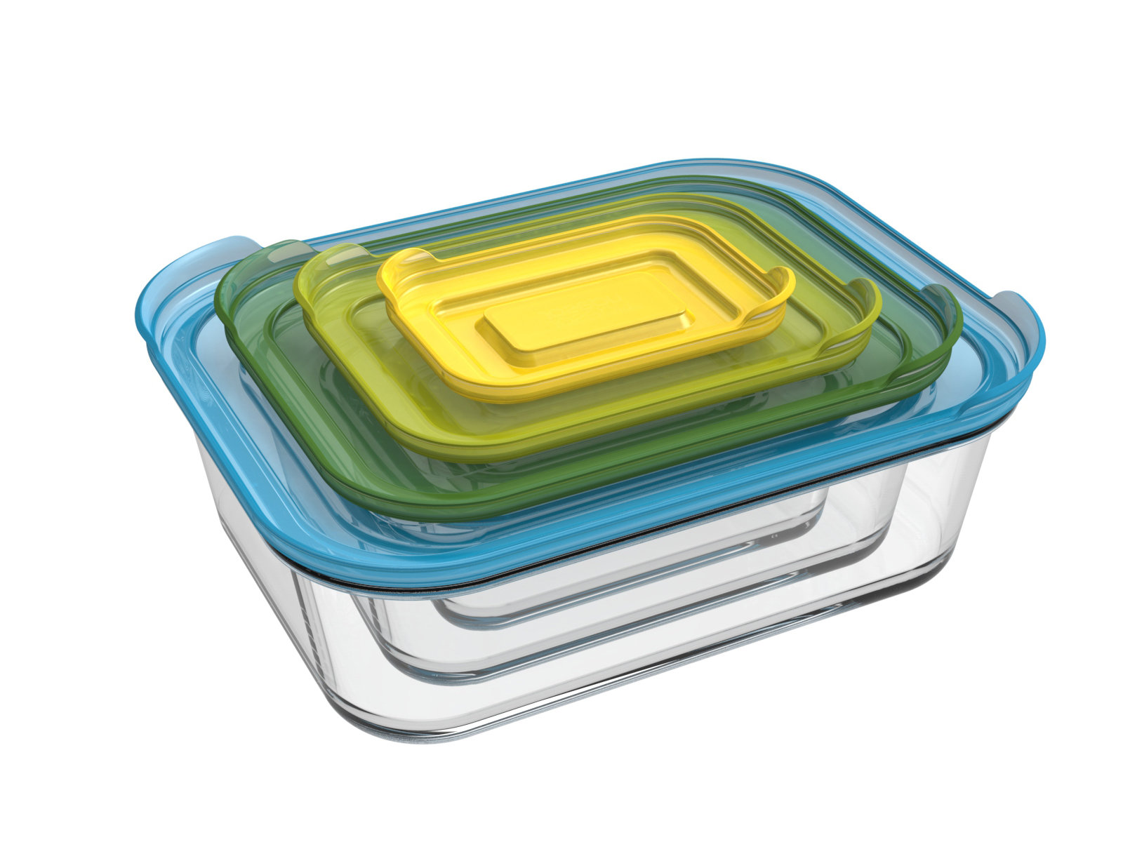 Kompaktes 4-teiliges Aufbewahrungsbehälter-Set aus Borosilikatglas | Nest Glass Storage