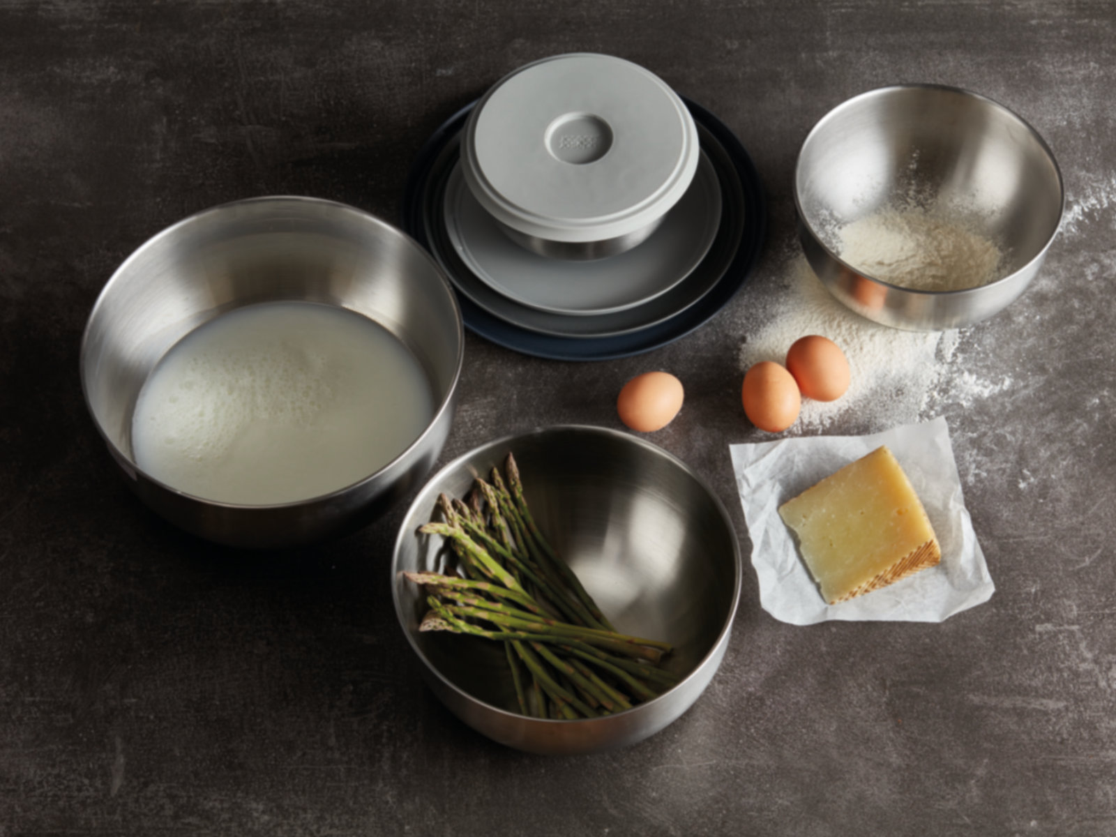 Edelstahlschüsseln-Set 4-teilig mit Deckel | Nest™ Prep&Store Steel