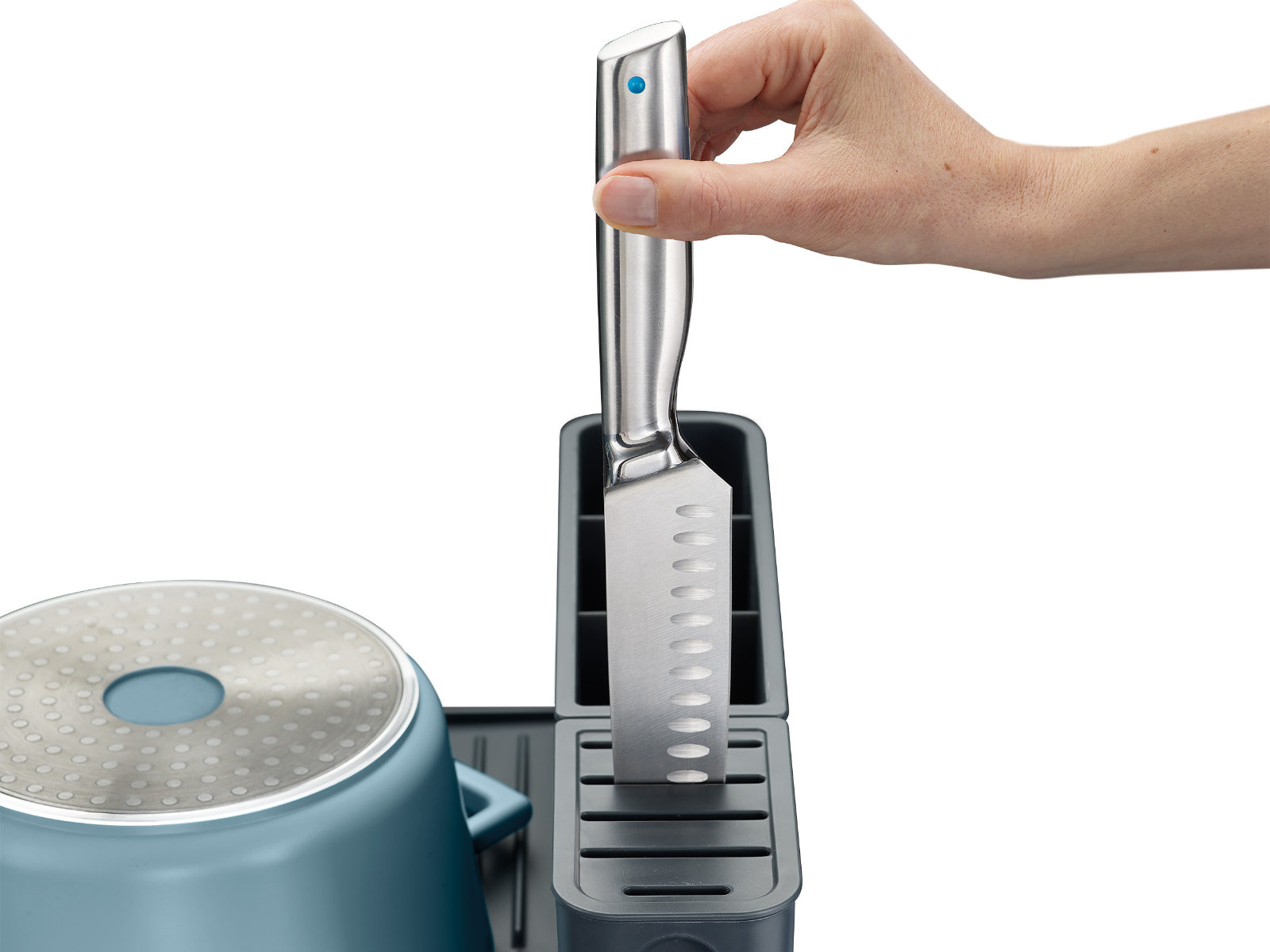Ausziehbares Abtropfgestell aus Edelstahl mit Ablaufstutzen | Extend Max Steel Dish Rack