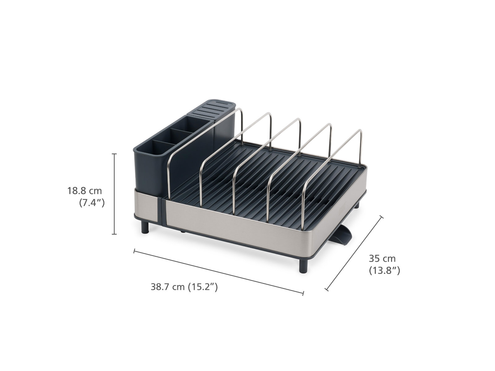 Ausziehbares Abtropfgestell aus Edelstahl mit Ablaufstutzen | Extend Max Steel Dish Rack