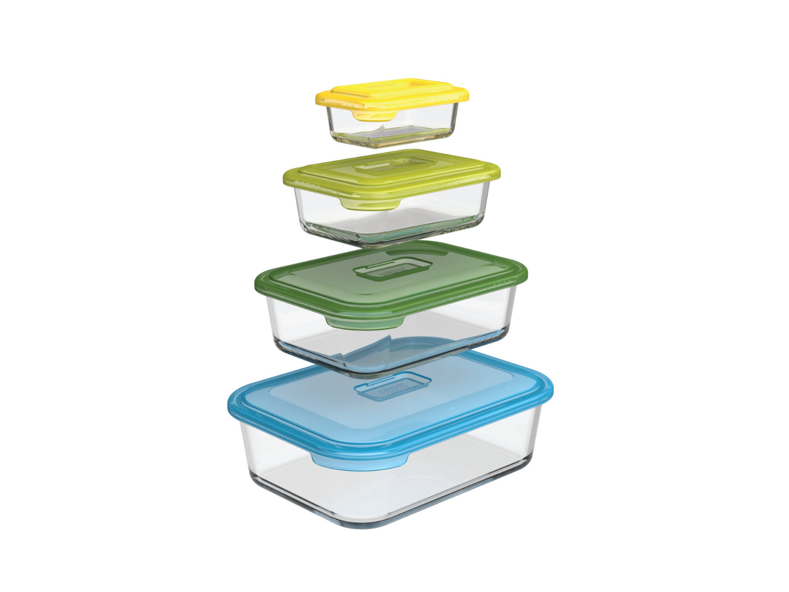Kompaktes 4-teiliges Aufbewahrungsbehälter-Set aus Borosilikatglas | Nest Glass Storage
