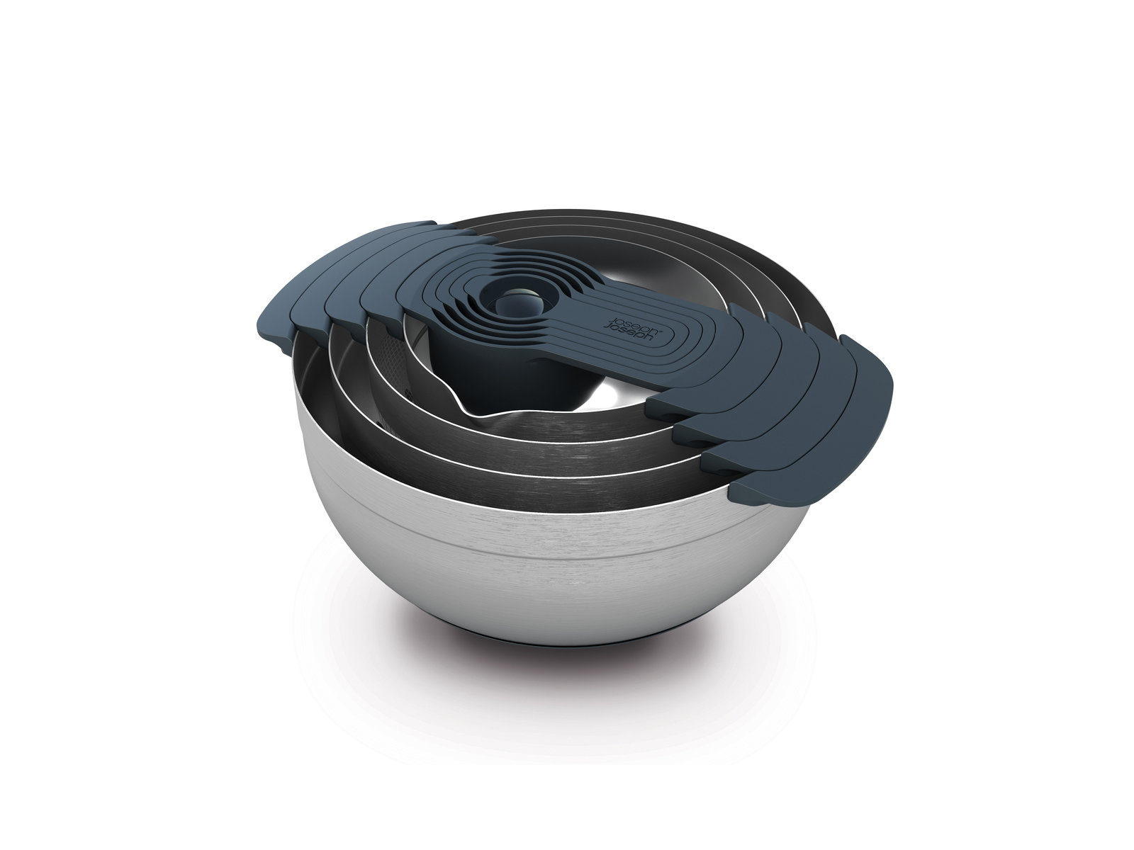 Kompaktes 9-teiliges Schüssel-Set aus Edelstahl zur Speisenzubereitung - Messbecher, Rührschüsseln, Siebe | Nest 9 Steel Bowl