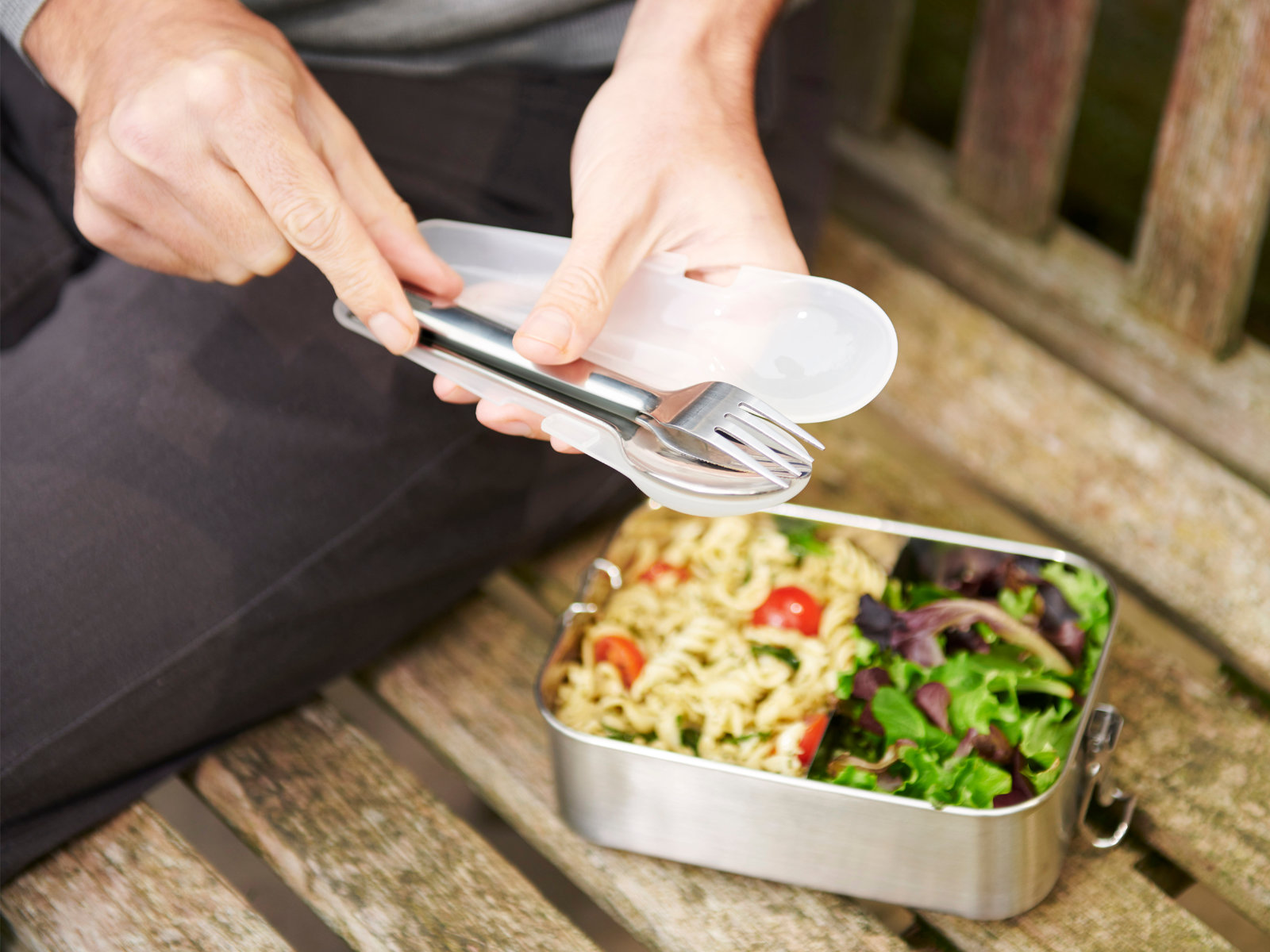 Besteckset aus Edelstahl mit Aufbewahrungsbehälter | GoEat™ Stainless-Steel