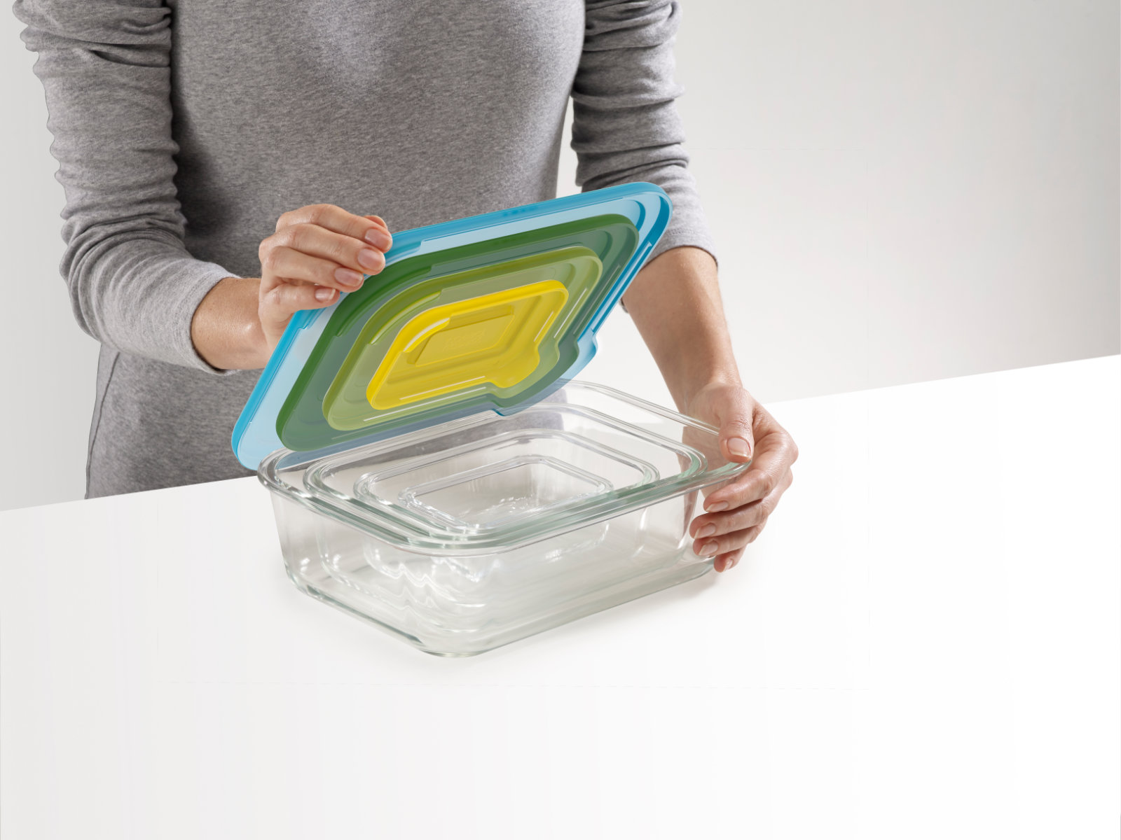 Kompaktes 4-teiliges Aufbewahrungsbehälter-Set aus Borosilikatglas | Nest Glass Storage