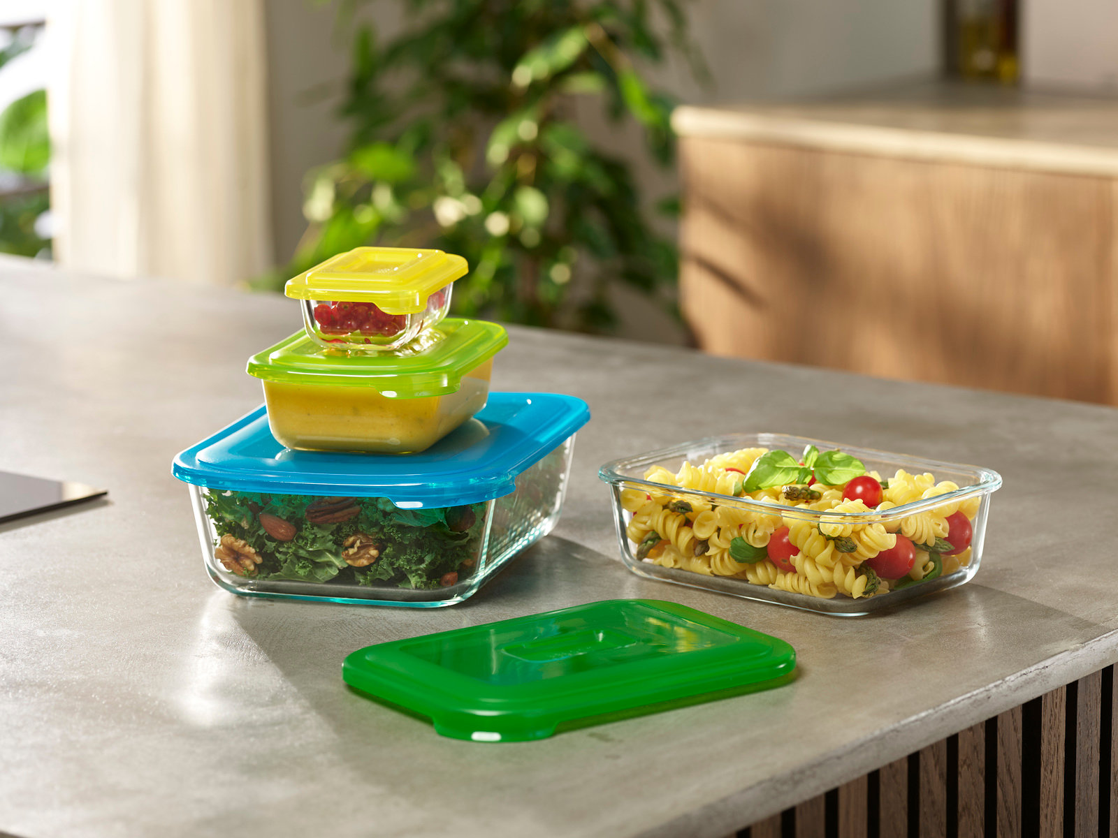 Kompaktes 4-teiliges Aufbewahrungsbehälter-Set aus Borosilikatglas | Nest Glass Storage