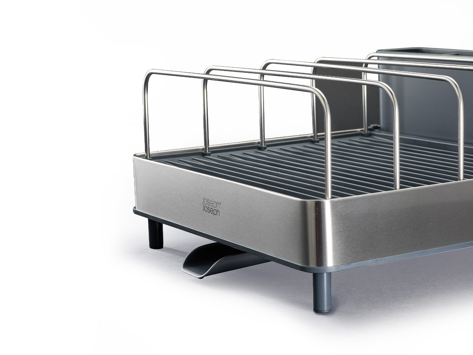 Ausziehbares Abtropfgestell aus Edelstahl mit Ablaufstutzen | Extend Max Steel Dish Rack