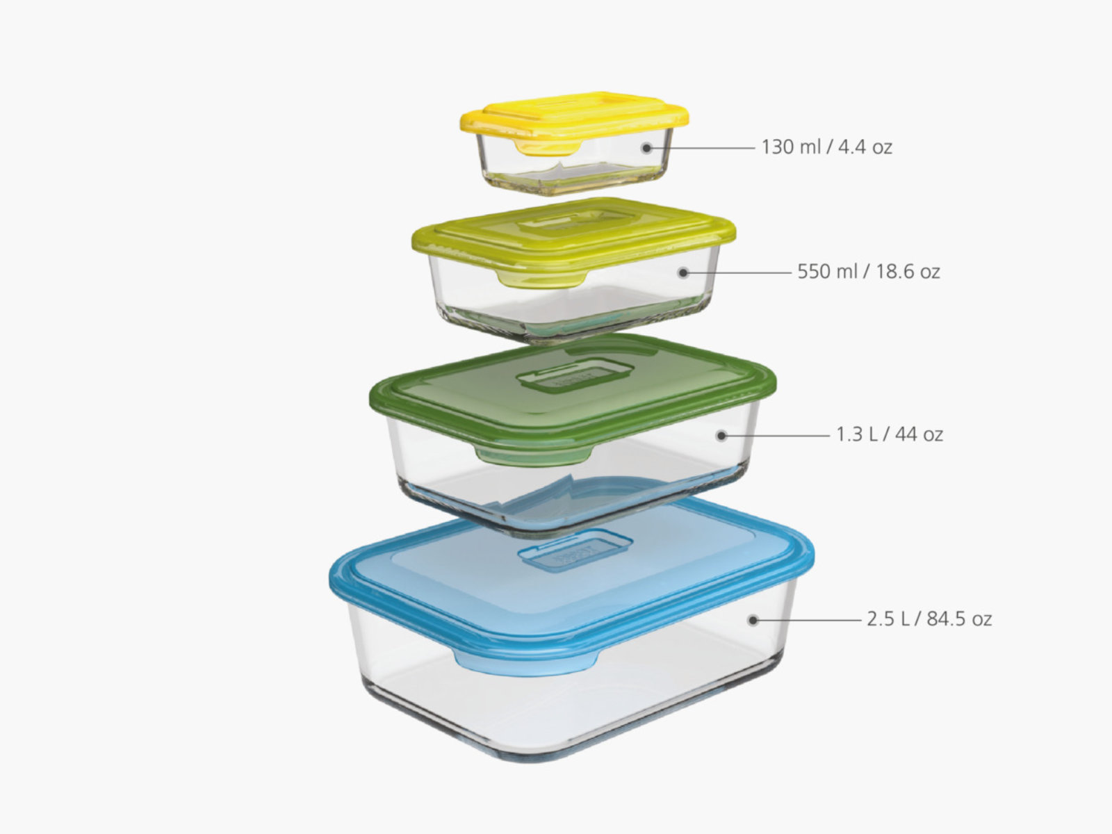Kompaktes 4-teiliges Aufbewahrungsbehälter-Set aus Borosilikatglas | Nest Glass Storage