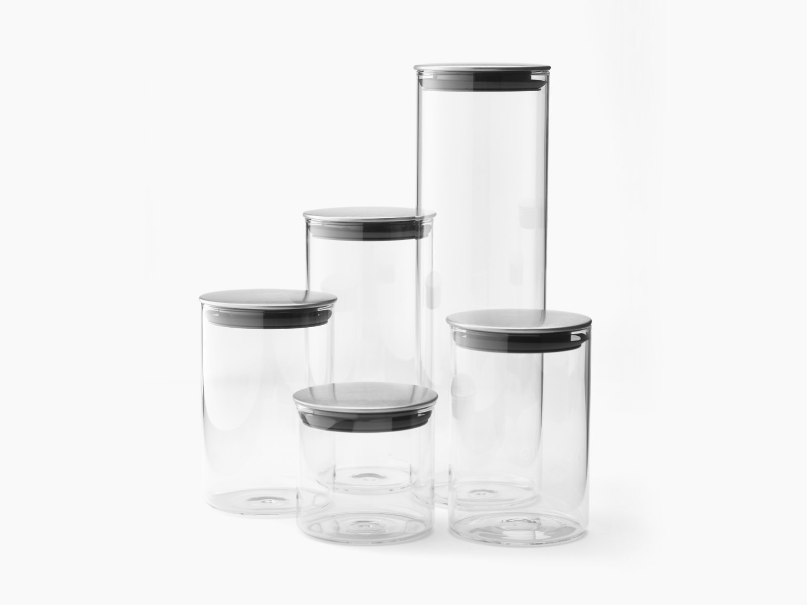 5-teiliges Aufbewahrungsdosen-Set mit Ständer | Podium™ Steel 