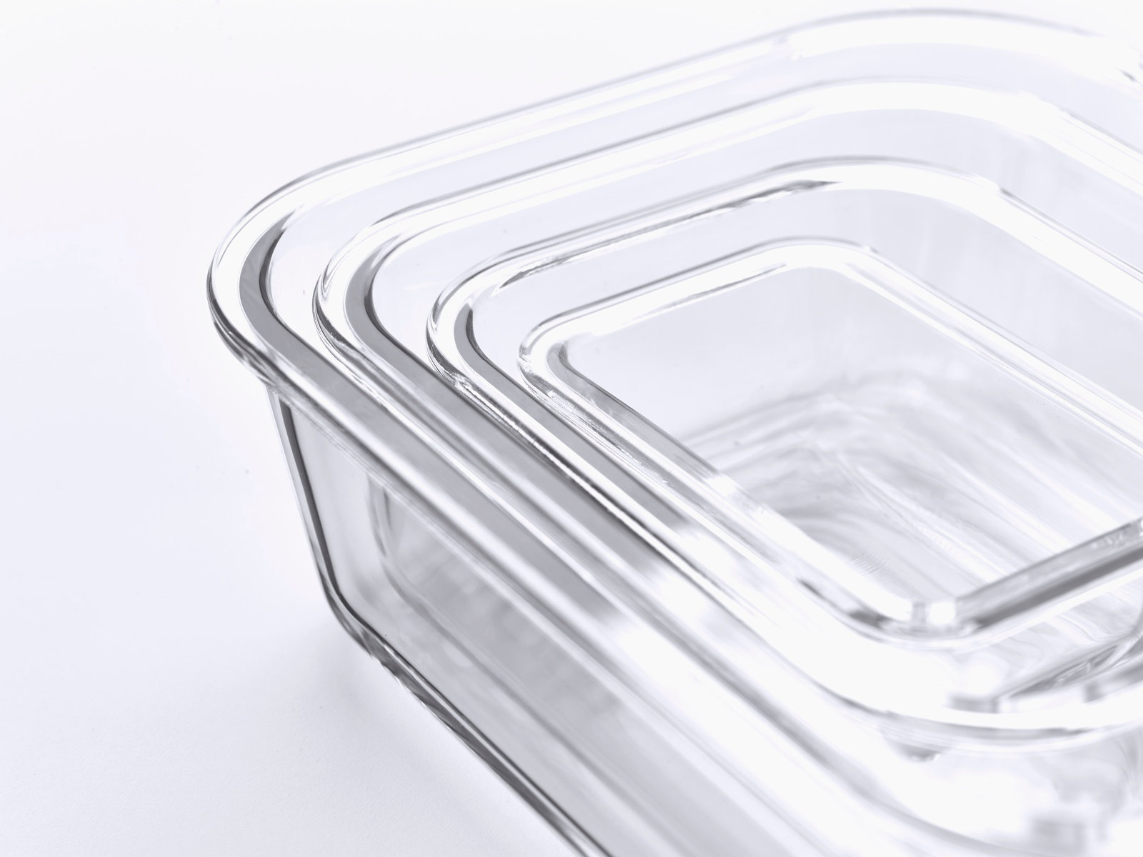 Kompaktes 4-teiliges Aufbewahrungsbehälter-Set aus Borosilikatglas | Nest Glass Storage